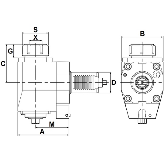 VDI50 DIN1809 RADIAL FRONTSET DRILLING MILLING HEADS LEFT-HAND