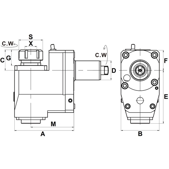 VDI50 DIN1809 RADIAL BACKSET DRILLING MILLING HEADS RIGHT-HAND
