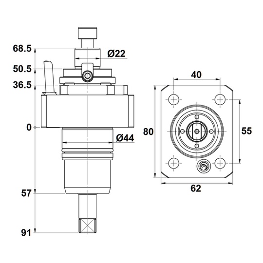 AXIAL FACE MILLING HEAD OD=22 mm for MURATEC MT100