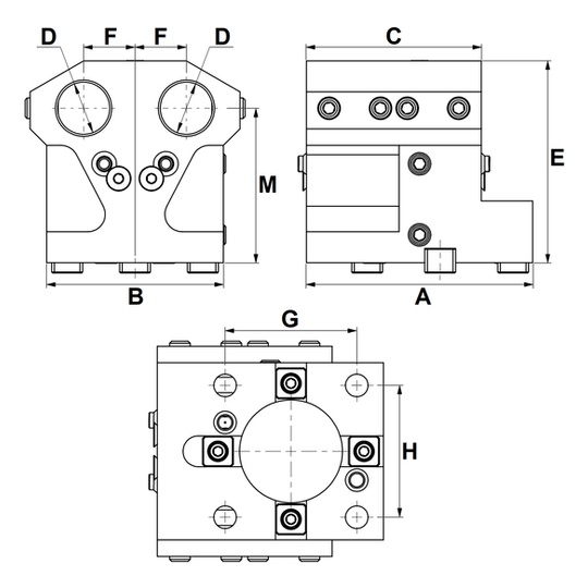 BMT55 BORING BAR HOLDER DOUBLE ID=1″ inch with INNER and OUTER COOLANT